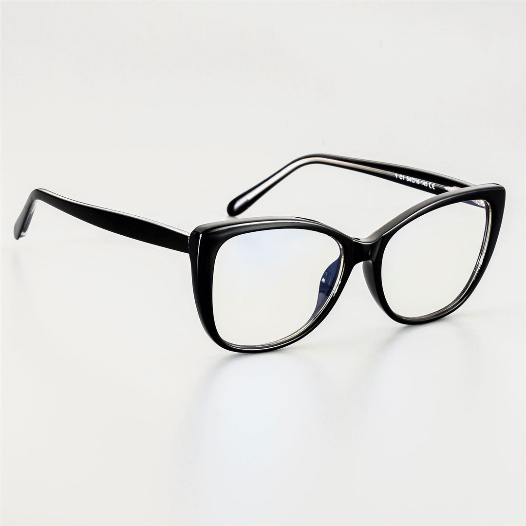 CCspace Unisex Full Rim Cat Eye Tr 90 Titanium Frame Eyeglasses 51015 Full Rim CCspace black