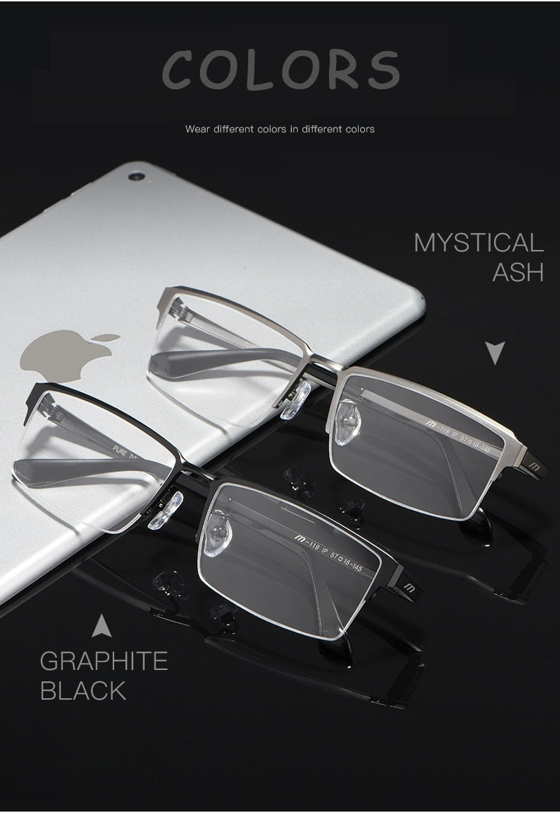 Hotochki Men's Semi Rim Square Alloy Frame Eyeglasses 119 Semi Rim Hotochki