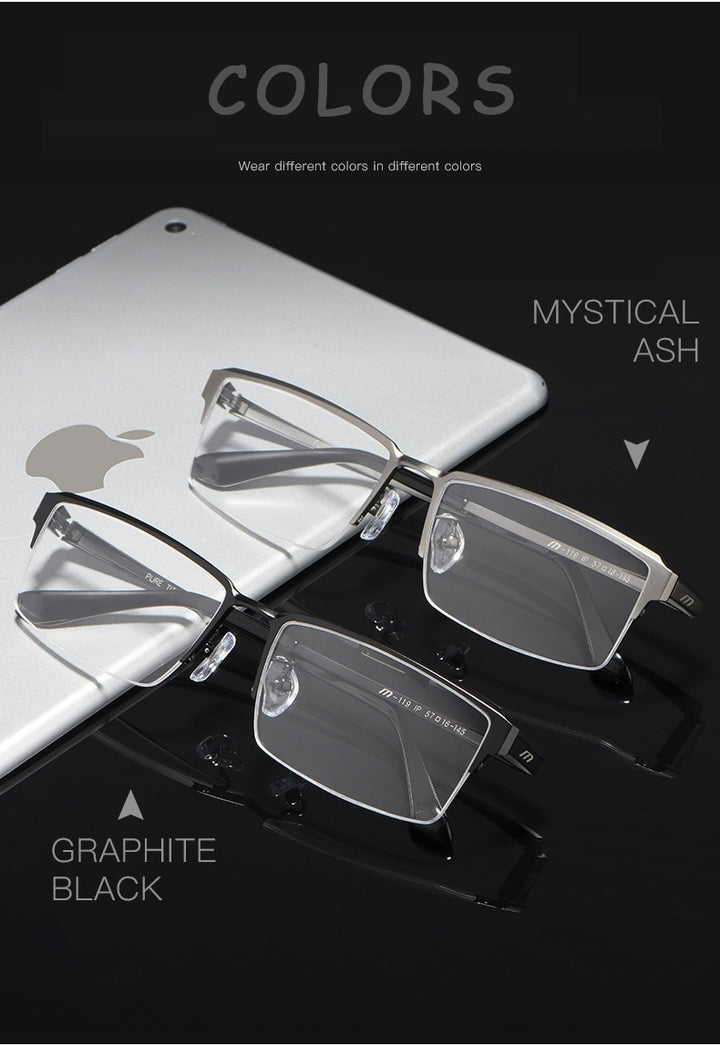 Hotochki Men's Semi Rim Square Alloy Frame Eyeglasses 119 Semi Rim Hotochki