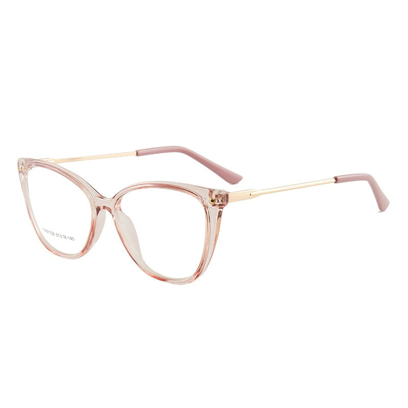 Hotony Woman's Full Rim Cat Eye TR 90 Resin Alloy Frame Eyeglasses 7008 Full Rim Hotony