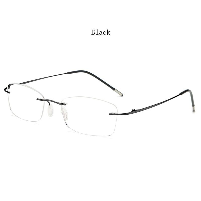 Hdcrafter Unisex Rimless Rectangle Titanium Frame Reading Glasses 8025 Reading Glasses Hdcrafter Eyeglasses +100 Black