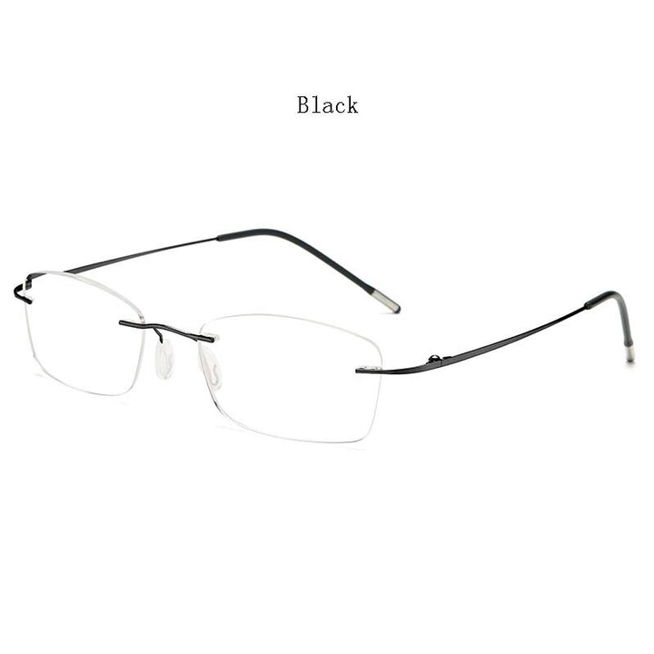 Hdcrafter Unisex Rimless Rectangle Titanium Frame Reading Glasses 8025 Reading Glasses Hdcrafter Eyeglasses +100 Black