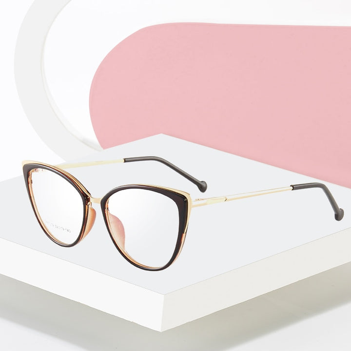Hotony Women's Full Rim Cat Eye TR 90 Resin Alloy Frame Eyeglasses 7019 Full Rim Hotony