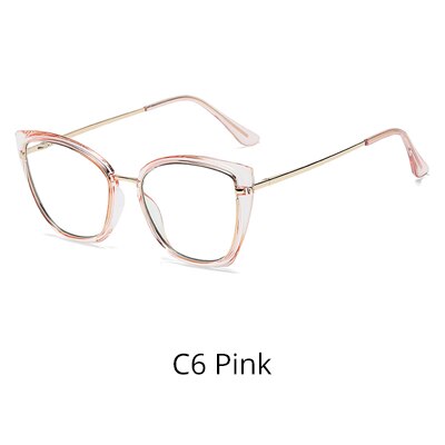 Ralferty Women's Eyeglasses Cat Eye TR90 Anti Blue Light D605 Full Rim Ralferty C6 Pink