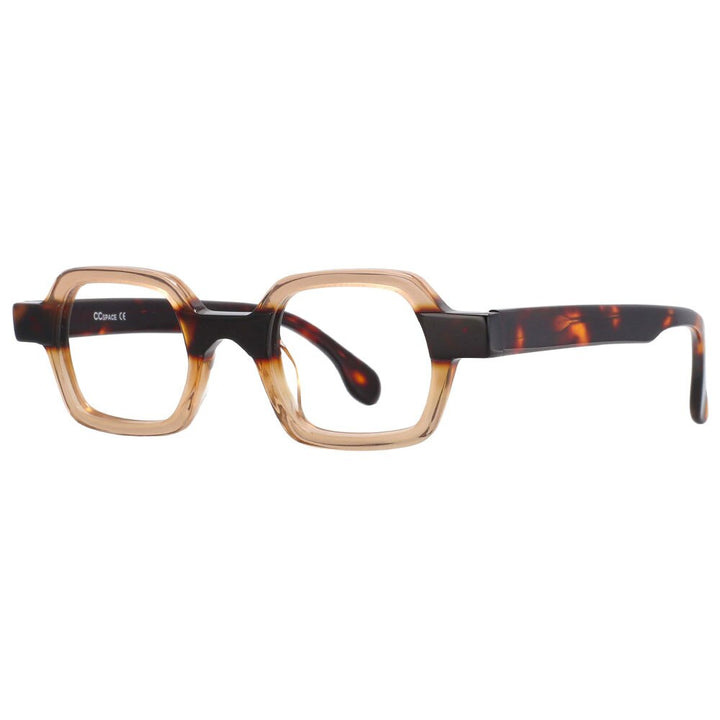 CCspace Unisex Full Rim Square Acetate Small Punk Frame Eyeglasses 49804 Full Rim CCspace Tea