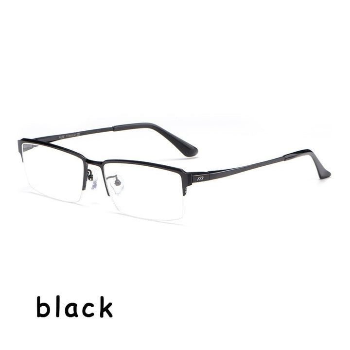 Hotochki Men's Semi Rim Square Alloy Frame Eyeglasses 119 Semi Rim Hotochki black