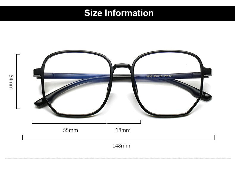 Hotony Women's Full Rim Oversized Round Square Tr 90 Eyeglasses 1535 Full Rim Hotony