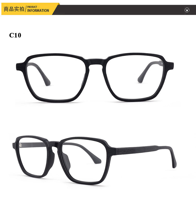 Hdcrafter Men's Full Rim Oversized Polygonal Square Wood Frame Eyeglasses 1694 Full Rim Hdcrafter Eyeglasses