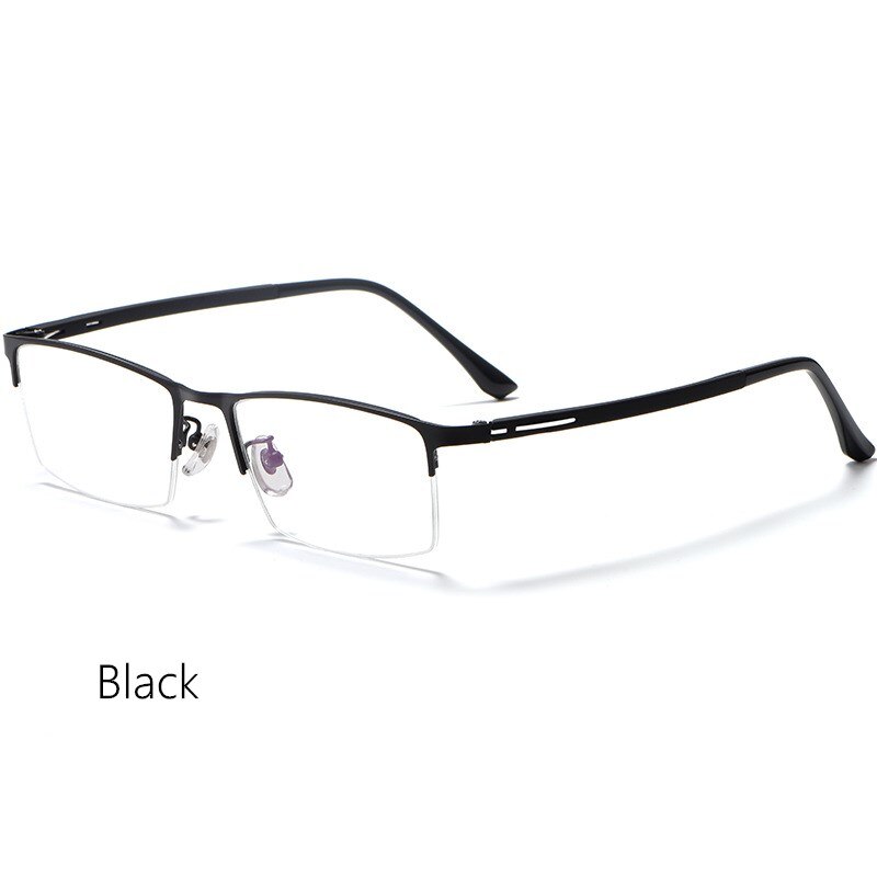 Yimaruili Unisex Semi Rim Titanium Alloy Frame Eyeglasses P9916 Semi Rim Yimaruili Eyeglasses Black China