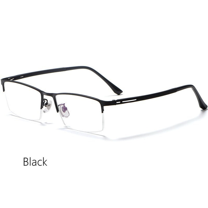 Yimaruili Unisex Semi Rim Titanium Alloy Frame Eyeglasses P9916 Semi Rim Yimaruili Eyeglasses Black China