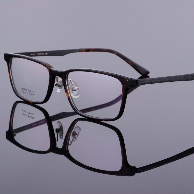 Bclear Men's Full Rim Titanium Acetate Eyeglasses 6648 Full Rim Bclear Leopard print