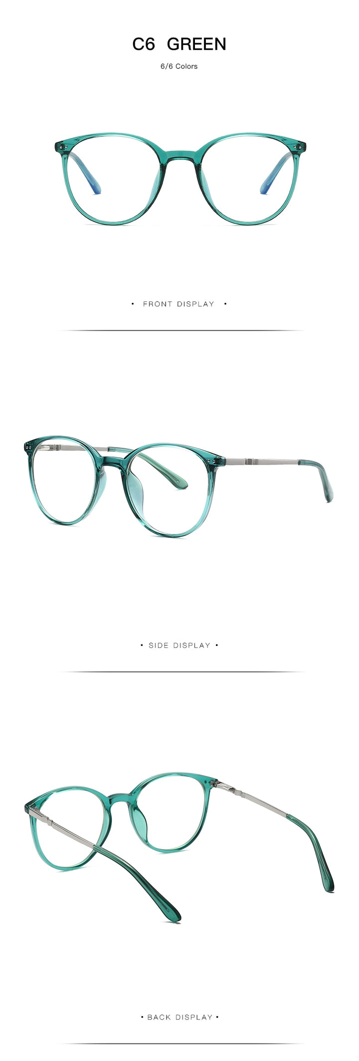 Hotochki Women's Full Rim Round TR-90 Resin Alloy Frame Eyeglasses 2055 Full Rim Hotochki