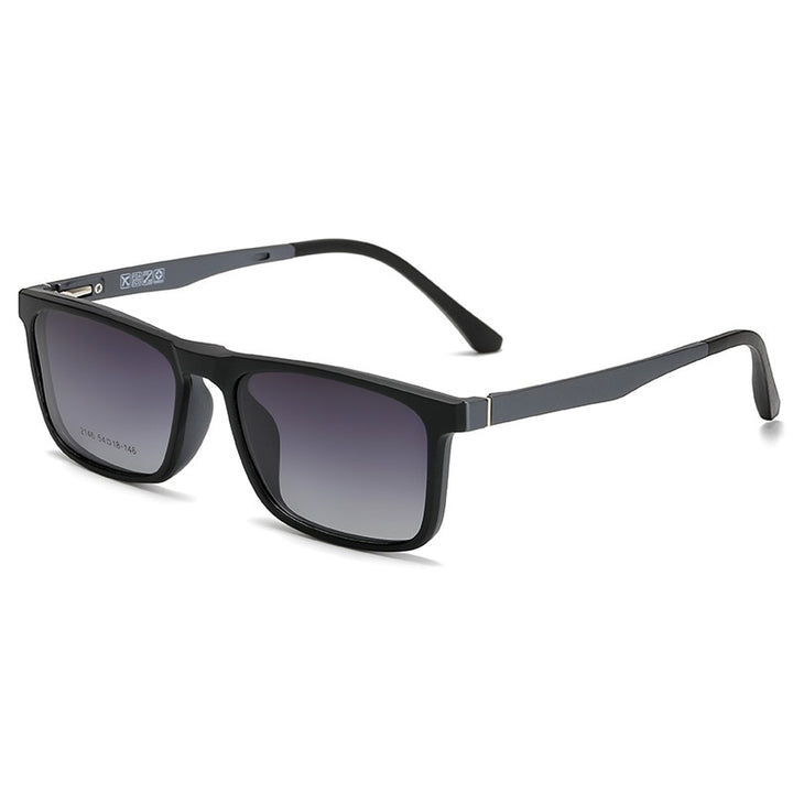 Yimaruili Unisex Full Rim Resin Frame Eyeglasses With Polarized Lens Magnetic Clip On Sunglasses 2146 With Clip Ons Yimaruili Eyeglasses