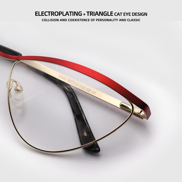 Laoyehui Women's Eyeglasses Cat Eye Alloy Frame 8042 Full Rim Laoyehui