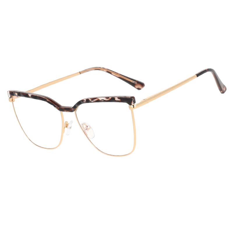 CCspace Unisex Full Rim Square Cat Eye Tr 90 Alloy Frame Eyeglasses 53366 Full Rim CCspace leopard