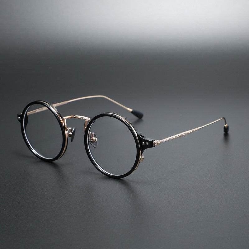 Cubojue Unisex Full Rim Round Acetate Alloy Myopia Reading Glasses M Reading Glasses Cubojue 0 Black