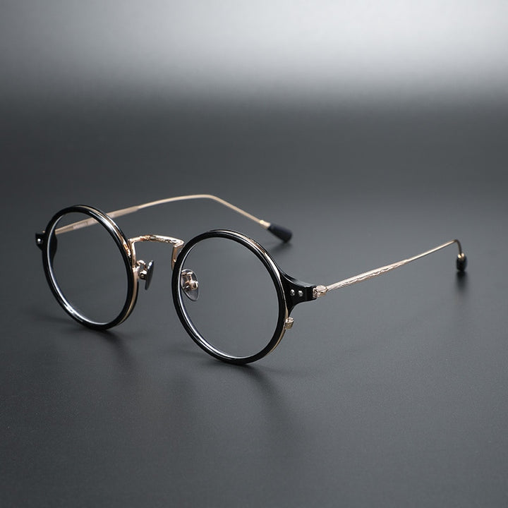 Cubojue Unisex Full Rim Round Acetate Alloy Myopia Reading Glasses M Reading Glasses Cubojue 0 Black
