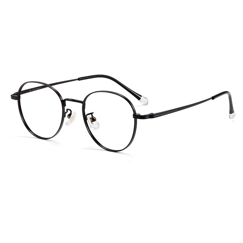 Yimaruili Unisex Full Rim Round Titanium Frame Eyeglasses T8805 Full Rim Yimaruili Eyeglasses Black
