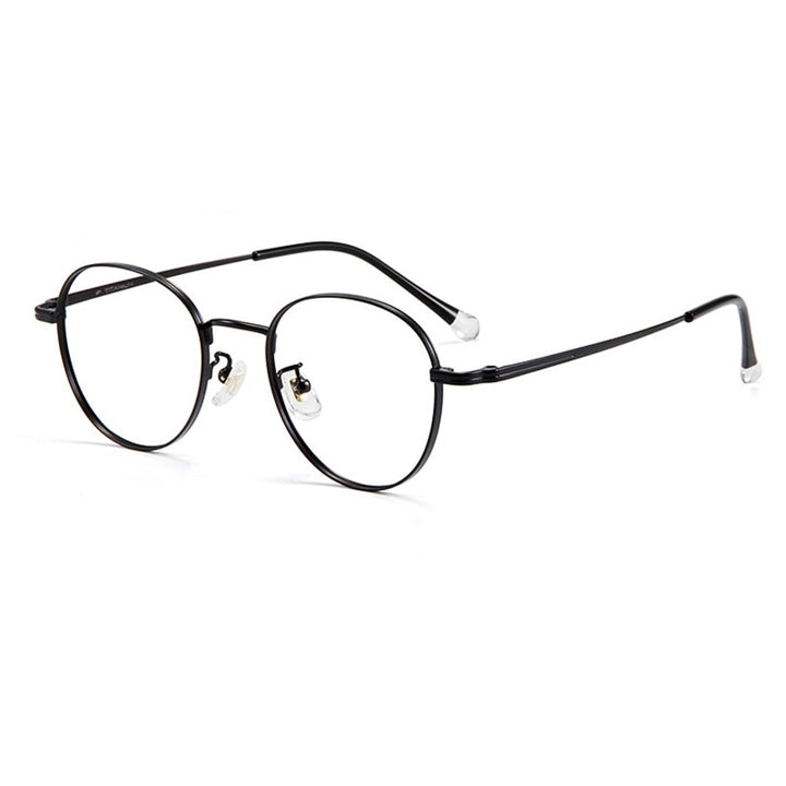 Yimaruili Unisex Full Rim Round Titanium Frame Eyeglasses T8805 Full Rim Yimaruili Eyeglasses Black