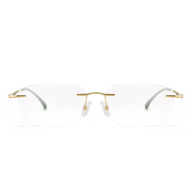 Men's Rimless Square Alloy Frame Eyeglasses Customizable Lenses Zt7053 Rimless Bclear