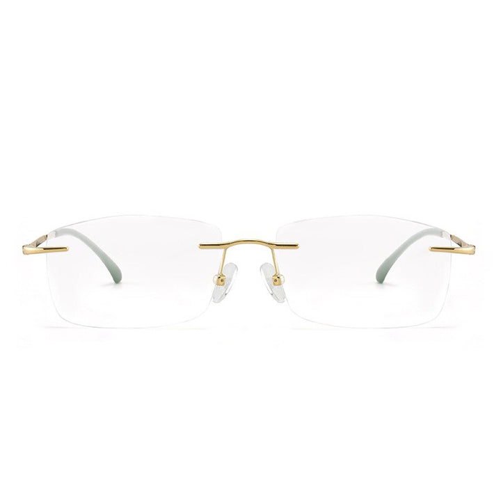 Men's Rimless Square Alloy Frame Eyeglasses Customizable Lenses Zt7053 Rimless Bclear