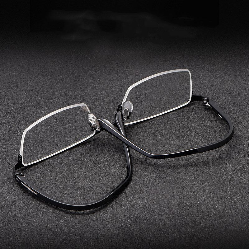Yimaruili Unisex Semi Rim Titanium Alloy Frame Eyeglasses P9916 Semi Rim Yimaruili Eyeglasses