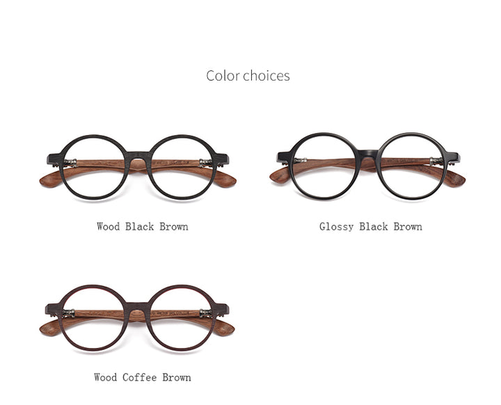 Hdcrafter Unisex Full Rim Round Wood Frame Eyeglasses 5607 Full Rim Hdcrafter Eyeglasses