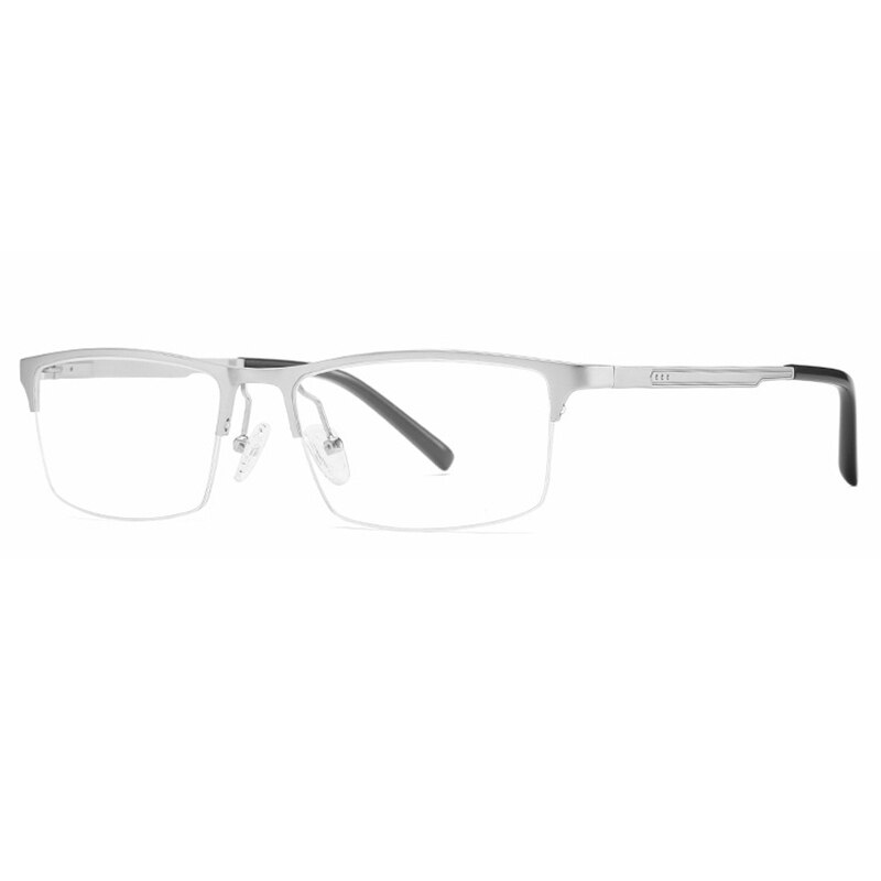 Hotony Unisex Semi Rim Square Alloy Frame Eyeglasses CX6342 Semi Rim Hotony Silver