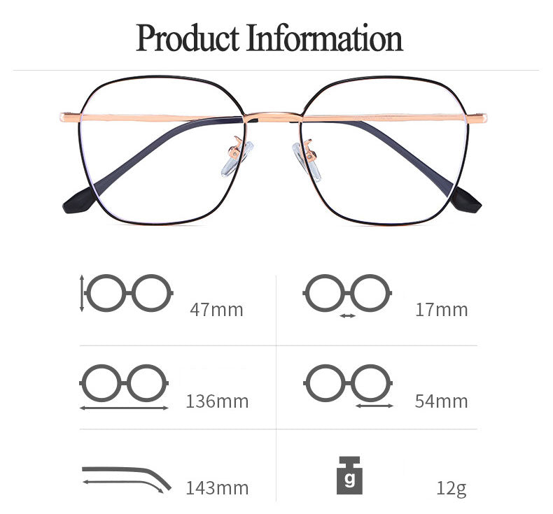 Hotony Unisex Full Rim Alloy Polygonal Frame Eyeglasses Zy9037 Full Rim Hotony