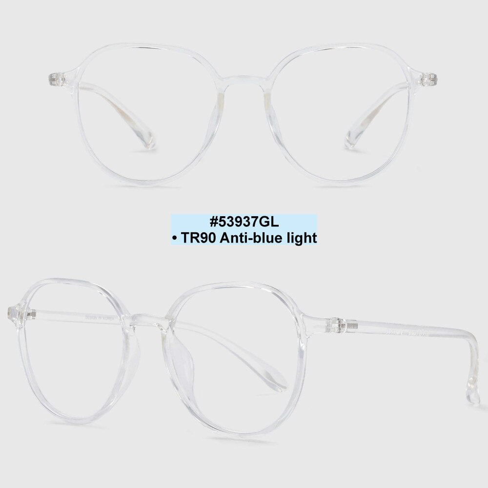 CCspace Unisex Full Rim Round Square Tr 90 Titanium Frame Eyeglasses 53937 Full Rim CCspace Clear