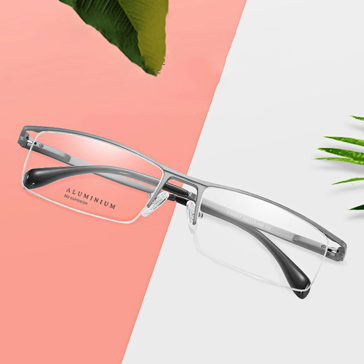 Hotochki Unisex Semi Rim Aluminum Magnesium Alloy Frame Eyeglasses 6297 Semi Rim Hotochki