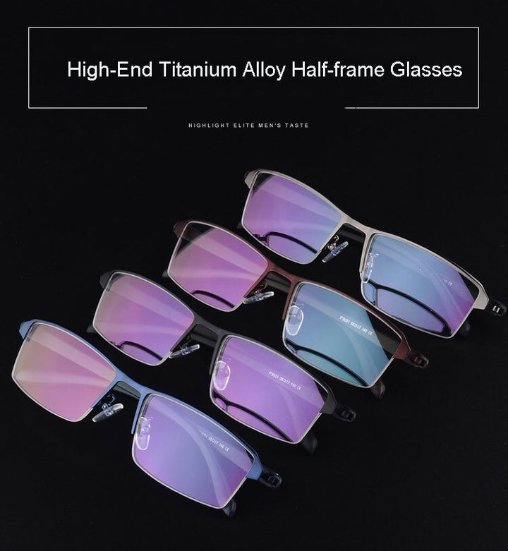 Hotochki Men's Semi Rim Square Alloy Eyeglasses P9031 Semi Rim Hotochki