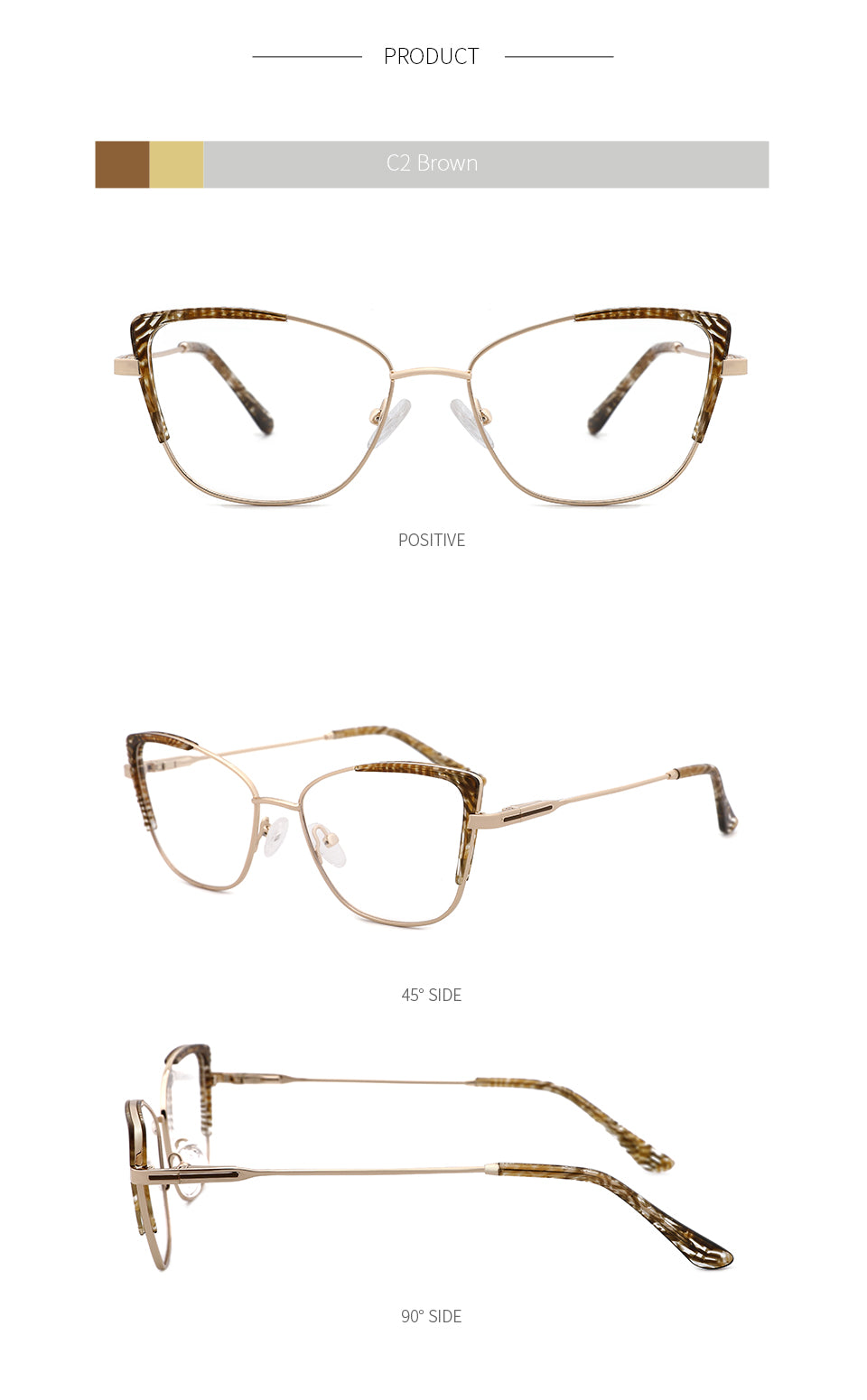 Kansept Women's Full Rim Cat Eye Stainless Steel Frame Eyeglasses Ms8124 Full Rim Kansept