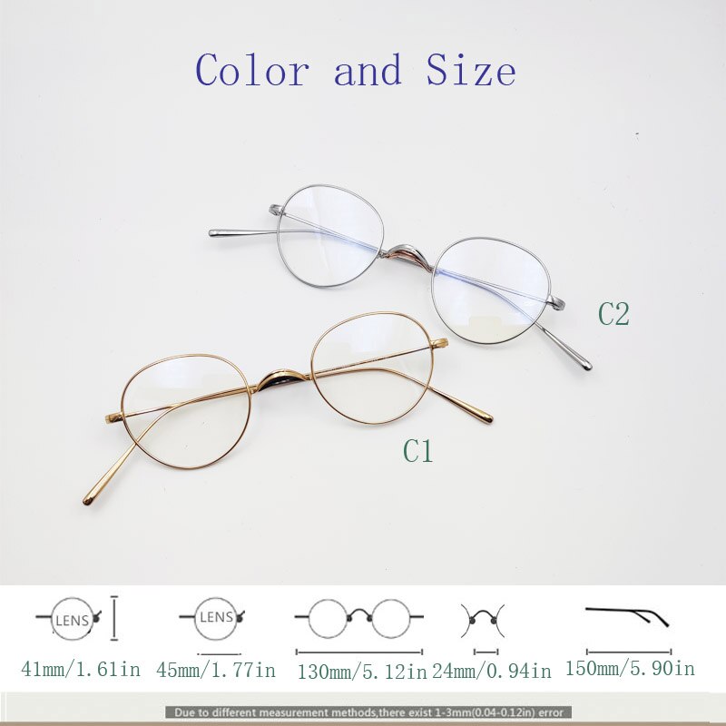 Yujo Unisex Full Rim Oval Round Titanium Eyeglasses Customized Lens Options Full Rim Yujo