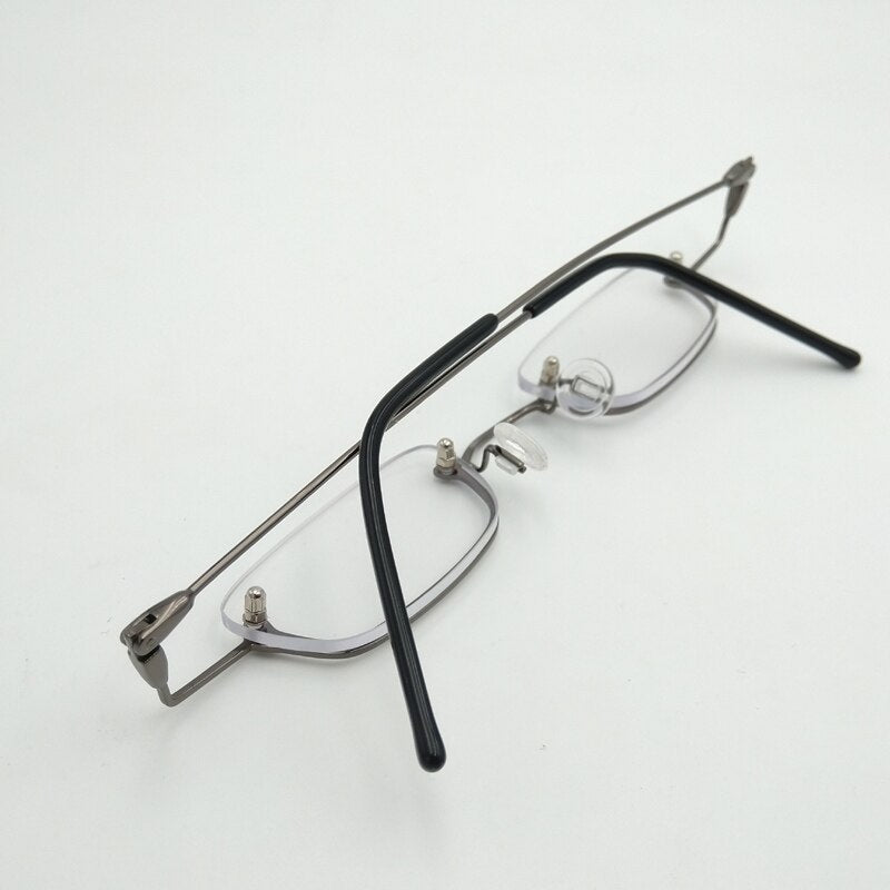 Yujo Unisex Small Square Semi Rim Stainless Steel Reading Glasses Y037 Reading Glasses Yujo