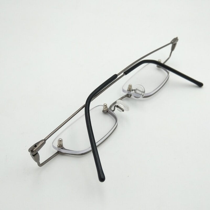 Yujo Unisex Small Square Semi Rim Stainless Steel Reading Glasses Y037 Reading Glasses Yujo