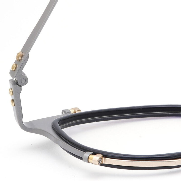 Muzz Men's Full Rim Round Hand Crafted Titanium Acetate Frame Eyeglasses 0050 Full Rim Muzz