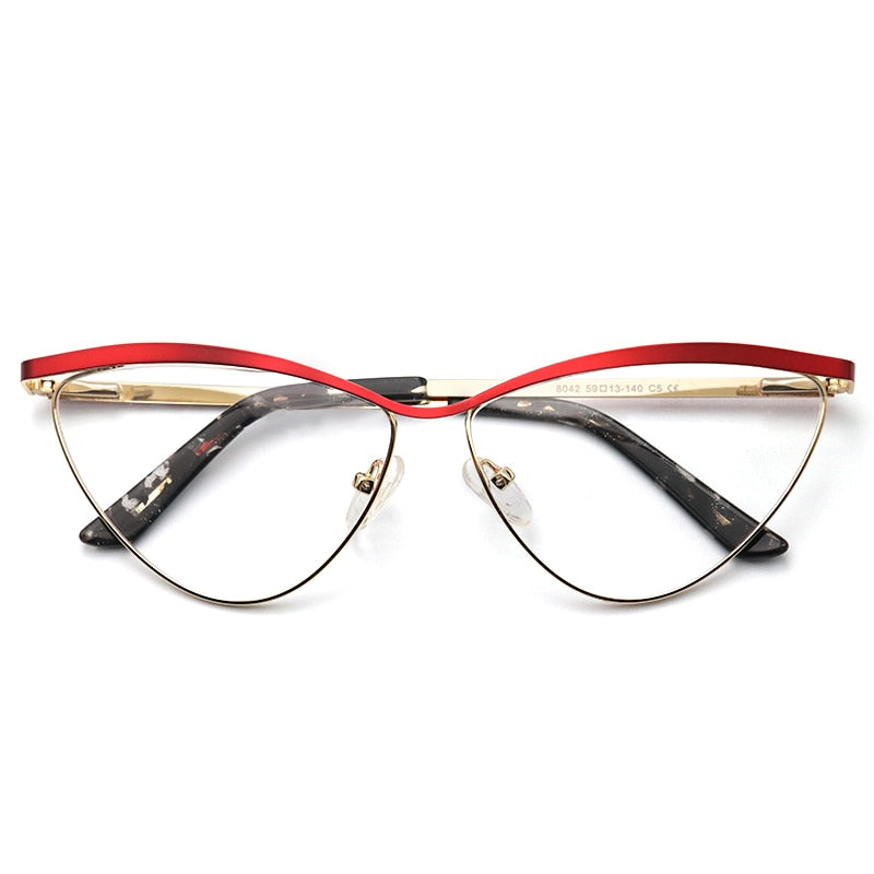 Laoyehui Women's Eyeglasses Cat Eye Alloy Frame 8042 Full Rim Laoyehui Red