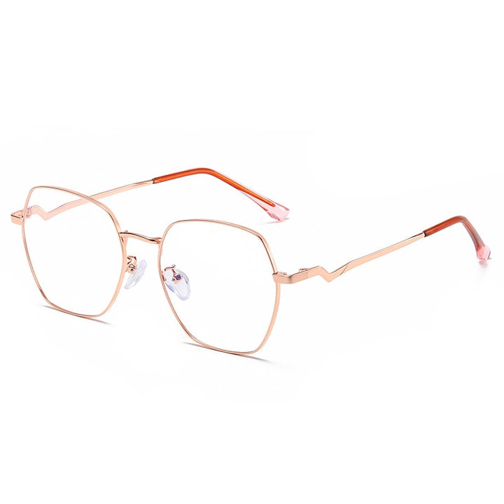 Handoer Women's Full Rim Irregular Polygon Alloy Tr 90 Eyeglasses 1910 Full Rim Handoer Gold