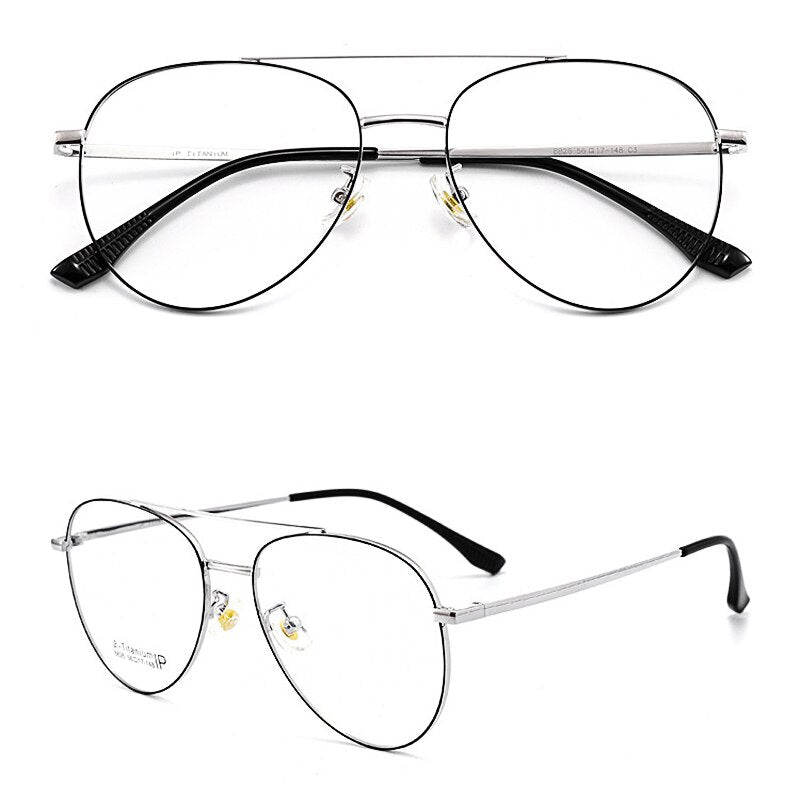 Yimaruili Unisex Full RIm Double Bridge β Titanium Frame Eyeglasses 8826 Full Rim Yimaruili Eyeglasses Black Silver China