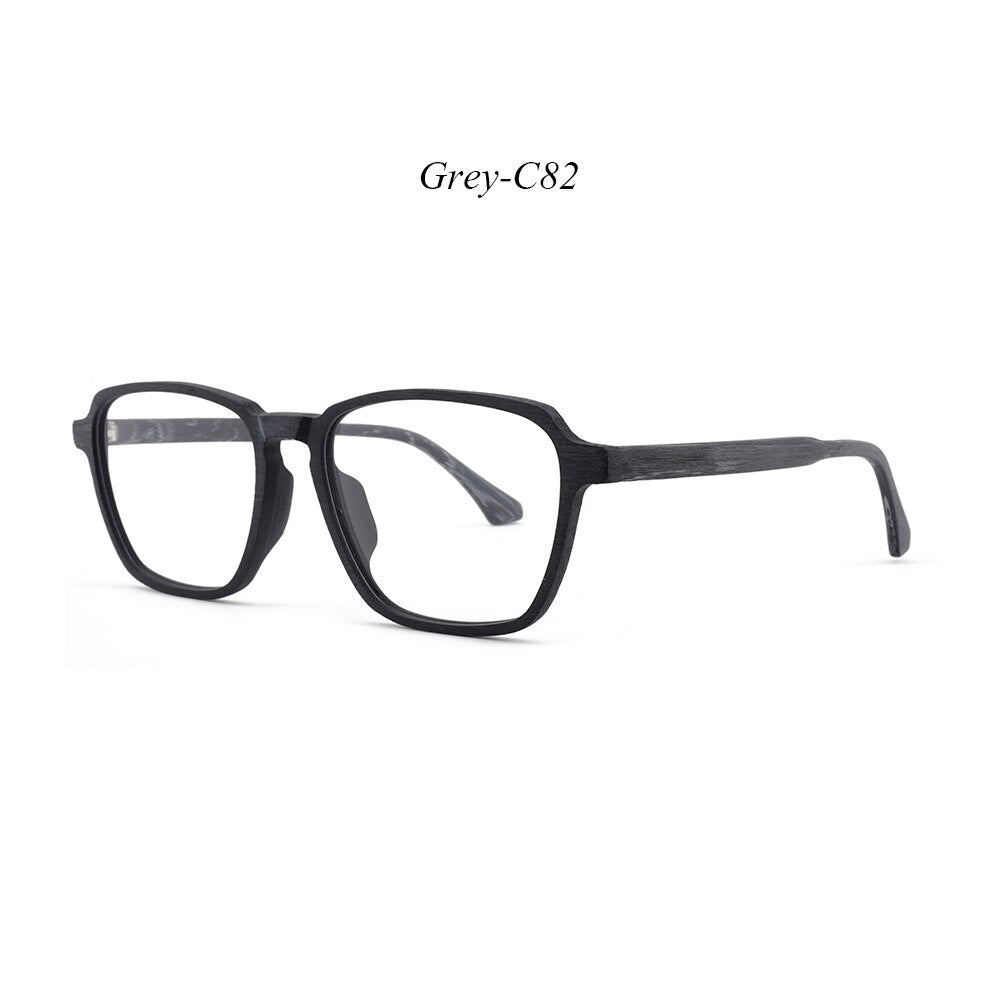 Hdcrafter Men's Full Rim Oversized Polygonal Square Wood Frame Eyeglasses 1694 Full Rim Hdcrafter Eyeglasses C82