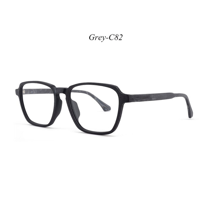 Hdcrafter Men's Full Rim Oversized Polygonal Square Wood Frame Eyeglasses 1694 Full Rim Hdcrafter Eyeglasses C82