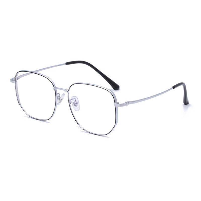 Hotony Unisex Full Rim Polygonal Square Titanium Frame Eyeglasses 1120 Full Rim Hotony Black Silver