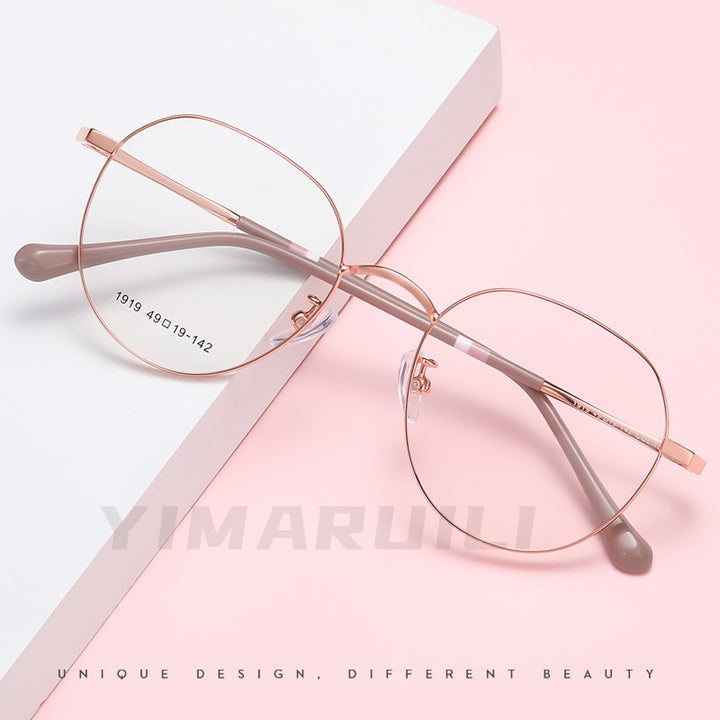 Yimaruili Unisex Full Rim Round Alloy Frame Eyeglasses Y1919 Full Rim Yimaruili Eyeglasses