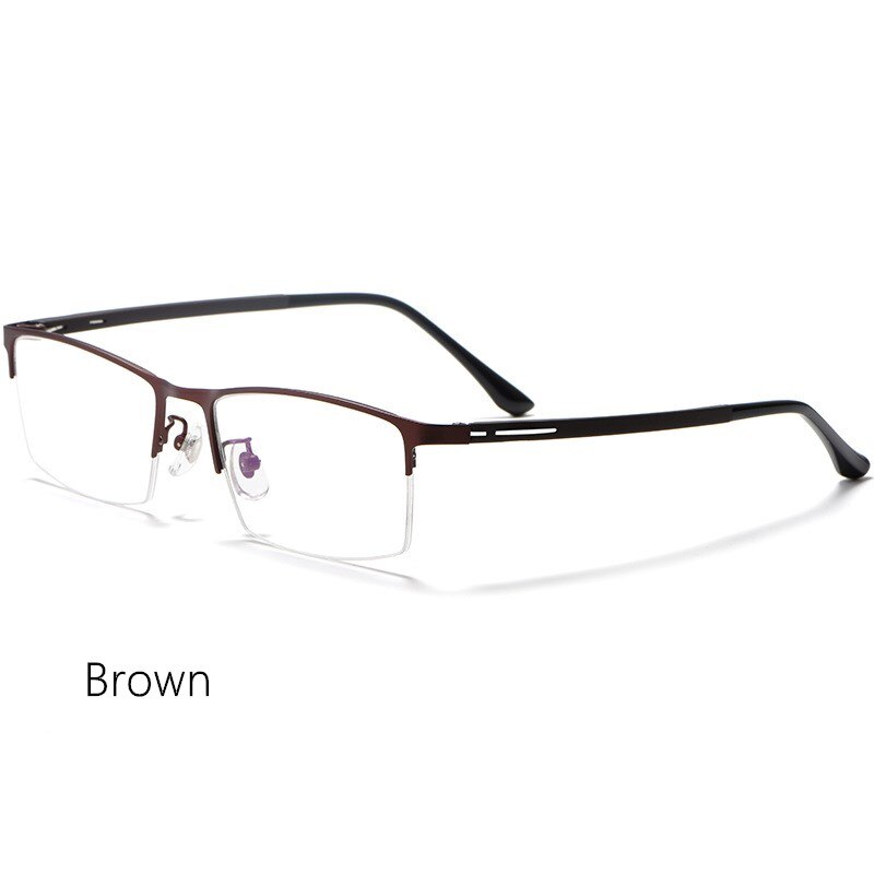 Yimaruili Unisex Semi Rim Titanium Alloy Frame Eyeglasses P9916 Semi Rim Yimaruili Eyeglasses Brown China