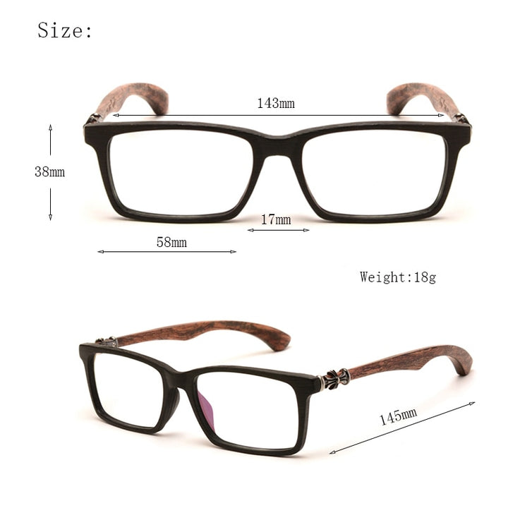 Hdcrafter Men's Full Rim Square Wood Eyeglasses 5601d Full Rim Hdcrafter Eyeglasses