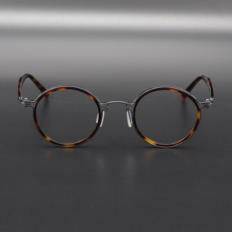 Gatenac Unisex Full Rim Round Handcrafted Acetate Alloy Frame Eyeglasses Gxyj07 Full Rim Gatenac