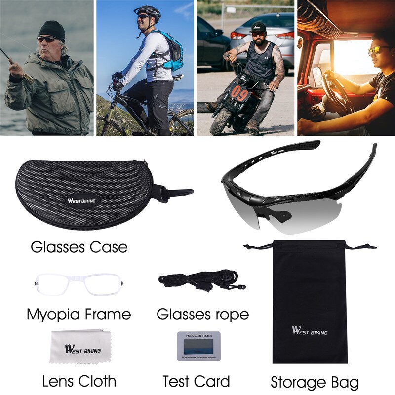West Biking Unisex Semi Rim Acetate Photochromic Polarized Sport Sunglasses YP0703137 Sunglasses West Biking