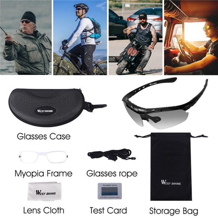 West Biking Unisex Semi Rim Acetate Photochromic Polarized Sport Sunglasses YP0703137 Sunglasses West Biking