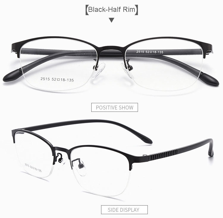 Hotony Unisex Full/Semi Rim Alloy Frame Eyeglasses 2516 Semi Rim Hotony